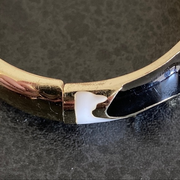 Women’s Black/white/rhinestone enamel hinges bracelet Vintage Jiu Long Xing - Picture 4 of 5